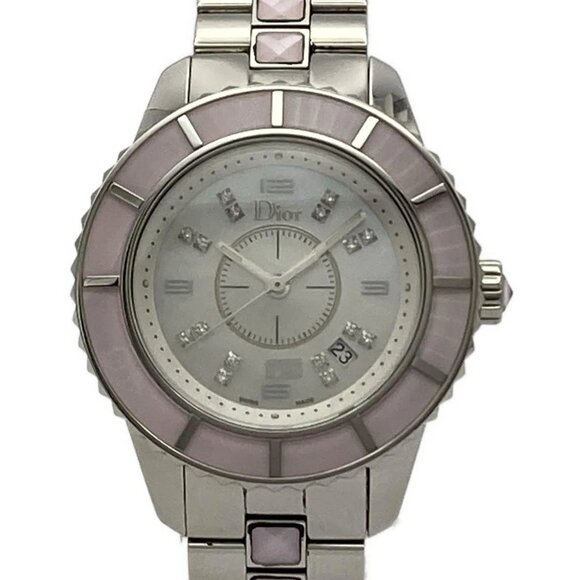 DIOR/ChristianDior Crystal Silver Pink Women's Wrist Watch 532-080425 - Picture 1 of 6